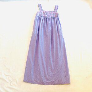 April Cornell long nightgown XXS purple sleeveless 100% cotton loose polka dot